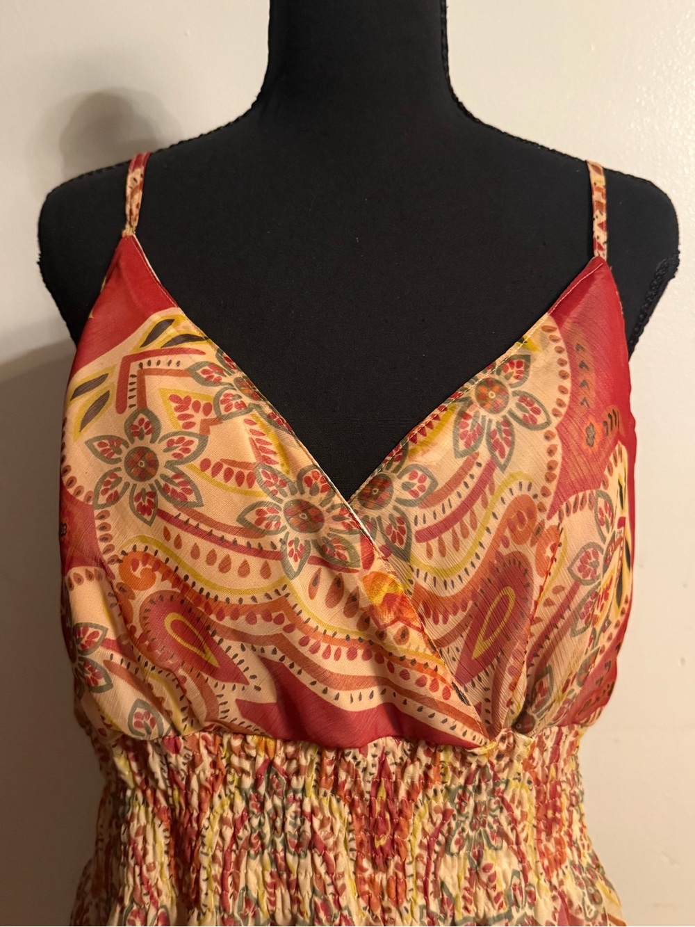 She's Cool Rust and Cream Paisley Tiered Maxi Dress - Picture 5 of 11